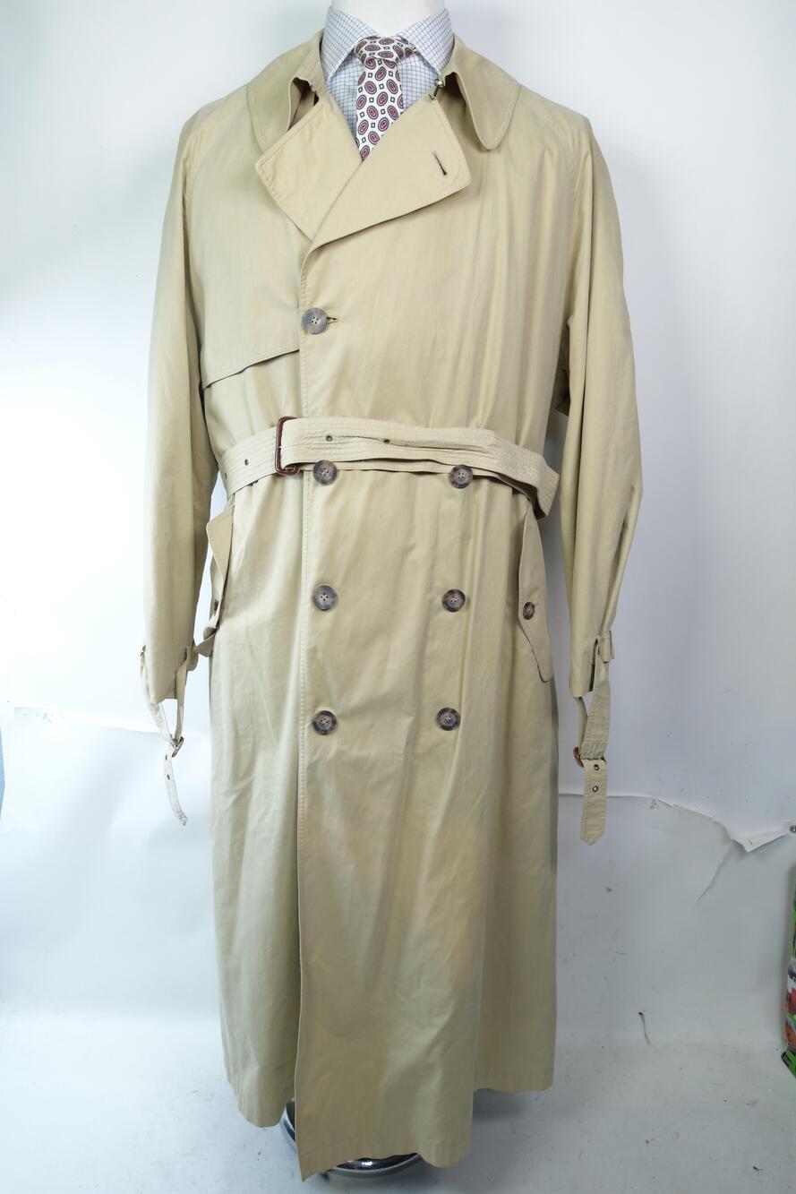 Salvatore Ferragamo Trench Coat Mens IT 54 Beige Belted Long Removable Liner